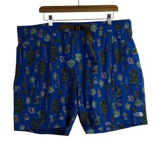 The North Face Mens Belted Cargo Short Stretch Cactus Print Blue Size XXL NWT